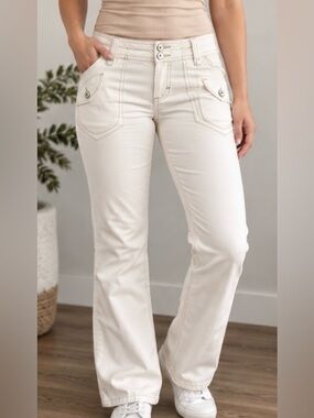 GLO Jeans Size 3 Junior Cream Bootcut Stretch Pants